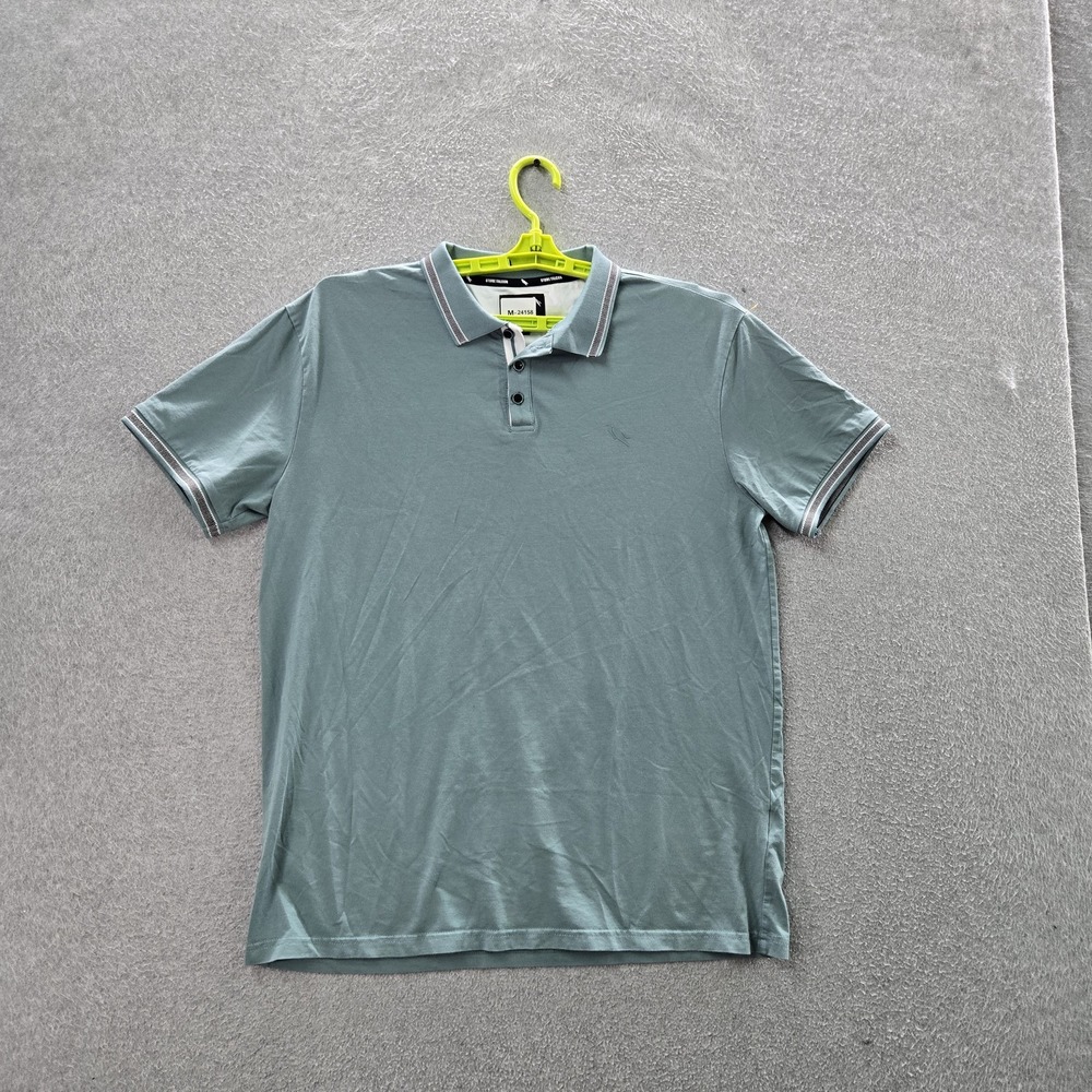 Stone Falcon Men Polo XL Green Button Short Sleeve Logo